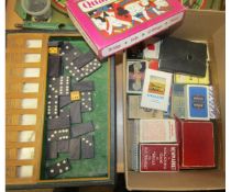 Box: containing a good quantity of various card games together with “Shut the Box” etc