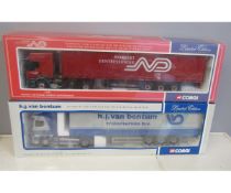 Two boxed Corgi die-cast articulated lorries, limited edition comprising Scania Topline