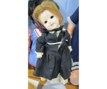 Early 20th century china headed doll (a/f), approx 38cm