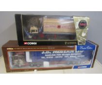 Two boxed Corgi limited edition die-cast lorries comprising an ERF EC curtainside for J B McBean