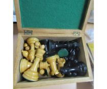 Good quality weighted chess set contained within a wooden box