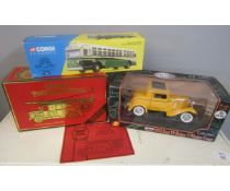 Three various boxed die-cast models of vintage vehicles comprising Matchbox MOY YS9 Leyland fire