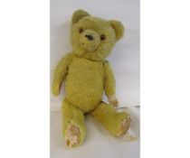 Small mid-20th century jointed teddy bear, with growler, approx 38cm