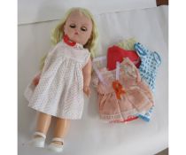 1960s plastic doll, approx 34cm