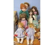 Collection of seven late 20th century collector’s dolls, largest approx 43cm