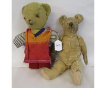 Two early to mid-20th century teddy bears, the earlier approx 1930s, larger approx 35cm