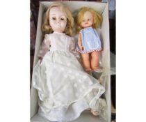 Collection of four various moulded dolls, including small 1960s Rosebud Bride etc