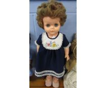 Circa 1940s/60s doll, approx 63cm