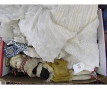 Box containing various doll’s clothes etc