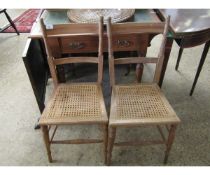 PAIR OF BEECHWOOD FRAMED BAR BACK CANE SEATED BEDROOM CHAIRS