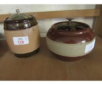 ROYAL DOULTON SILVER PLATED TOP TOBACCO JAR TOGETHER WITH A FURTHER STONEWARE TOBACCO JAR (2)