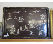 CHINESE ROSEWOOD AND MOTHER OF PEARL INLAID TRAY (A/F)