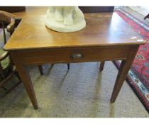 MID-20TH CENTURY OAK FRAMED SINGLE DRAWER SIDE TABLE WITH CUP HANDLE