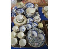 TRAY CONTAINING PART SET OF BLUE AND WHITE PRINTED PLATES, DISHES, CUPS, SAUCERS ETC (QTY)