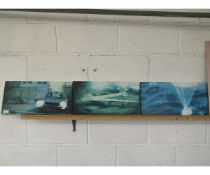 THREE MODERN OIL ON BOARDS OF CAR AND AEROPLANE STUDIES AND ONE OTHER (3)