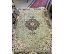 GOOD QUALITY MODERN BOKHARA TYPE CARPET WITH BLUE, CREAM AND GREEN GROUND WITH FLORAL BORDER