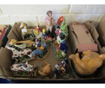 BOX CONTAINING REPRODUCTION STAFFORDSHIRE FIGURES ETC