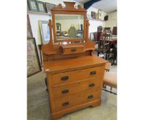 19TH CENTURY SATINWOOD MIRRORED BACK DRESSING CHEST WITH THREE FULL WIDTH DRAWERS WITH CAST HANDLES