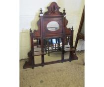 EDWARDIAN WALNUT SIX-GLASS OVERMANTEL MIRROR WITH TWO OPEN SHELVES AND OPEN TOP