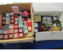 TWO BOXES OF MIXED COSTUME JEWELLERY TO INCLUDE PASTE SET RINGS ETC