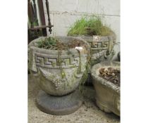 PAIR OF CONCRETE GARDEN URNS