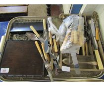 TRAY CONTAINING MIXED SILVER PLATED FLATWARES ETC