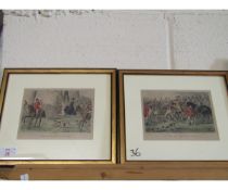 FOUR COLOURED HUNTING PRINTS IN GILT FRAMES