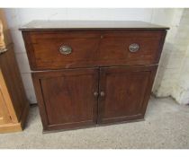 19TH CENTURY MAHOGANY SECRETAIRE BASE WITH DROP FRONT AND FITTED PIGEONHOLE INTERIOR OVER TWO