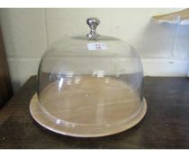 TWO CAKE DISPLAY GLOBES WITH BEECHWOOD BASES