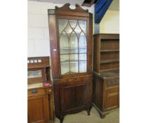 LATE 19TH CENTURY CORNER CUPBOARD WITH GLAZED FRONT