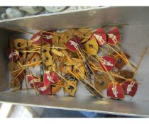 BOX CONTAINING MIXED SHIELD ENAMEL PIN BADGES