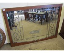 TEAK FRAMED LEADED OVERMANTEL MIRROR