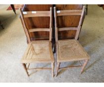 PAIR OF BEECHWOOD FRAMED BAR BACK CANE SEATED BEDROOM CHAIRS