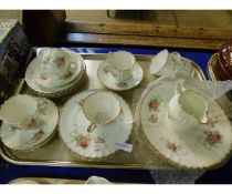 TRAY CONTAINING VICTORIAN ROSE DECORATED TEA WARES