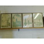 FOUR VINTAGE FRAMED PICTURES OF THE STRACEY ARMS WIND PUMP, DENVER MILL, TURF FEN WIND PUMP AND FERN