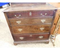 LATE 18TH CENTURY OAK FRAMED CHEST OF FOUR FULL WIDTH DRAWERS ON BRACKET FEET