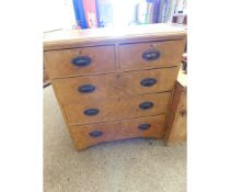 19TH CENTURY PAINTED PINE STRAIGHT FRONTED TWO OVER THREE FULL WIDTH DRAWER CHEST WITH OVAL SWING