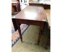 VICTORIAN MAHOGANY PEMBROKE TABLE ON TURNED SUPPORTS