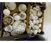 TWO BOXES OF MIXED DELPHINE PART TEA WARES, MODERN MUGS ETC (2)