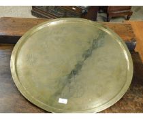 GOOD QUALITY BRASS TRAY WITH AN ETCHED EGYPTIAN SCENE