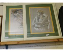 TWO FRAMED PRINTS OF FEMALE STUDIES