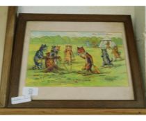 OAK FRAMED LOUIS WAIN PRINT