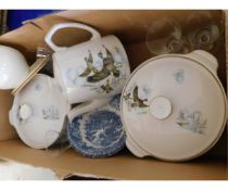 BOX CONTAINING MIXED MALLARD DECORATED GLO-WHITE ALFRED MEAKIN TEA WARES ETC