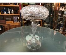 A LARGE 1930’S LED CRYSTAL MUSHROOM LAMP WITH SILVER PLATED MOUNTINGS