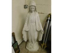 WHITE RESIN MODEL OF THE VIRGIN MARY