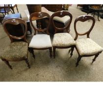 SET OF FOUR VICTORIAN MAHOGANY BALLOON BACK CHAIRS ON TURNED FRONT LEGS