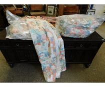 THREE SETS OF FLORAL CURTAINS