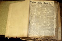 EASTERN DAILY PRESS, 1919, July-December, elephant folio, old half calf worn