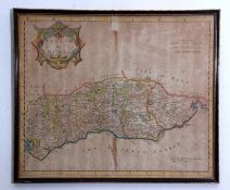 ROBERT MORDEN: SUSSEX, engraved hand coloured map [1695], approx 340 x 400mm, framed and glazed