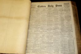 EASTERN DAILY PRESS, 1914, July-December, elephant folio, old half calf worn